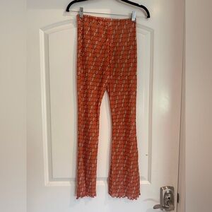iNAMORATA Vibrant Orange and Black Patterned pants beachwood small sheer mesh